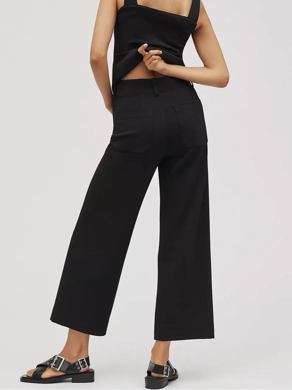 NWOT Maeve Knit Black Wide-Leg High-Rise Colette Pants